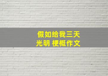 假如给我三天光明 梗概作文